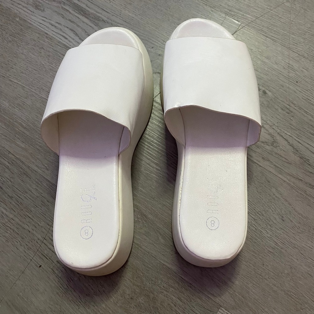 Rouge Helium Platform Slide Sandals Womens 8 White Chunky Y2K